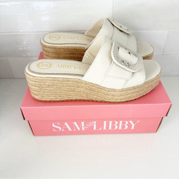 Sam and Libby Women Sam & Libby Crysta Elegant Cream Espadrille Wedges Size 8